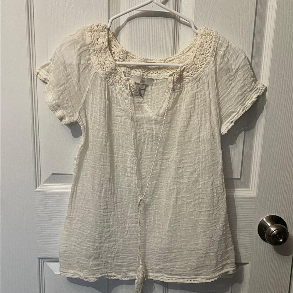 Joie Cream Textured Blouse